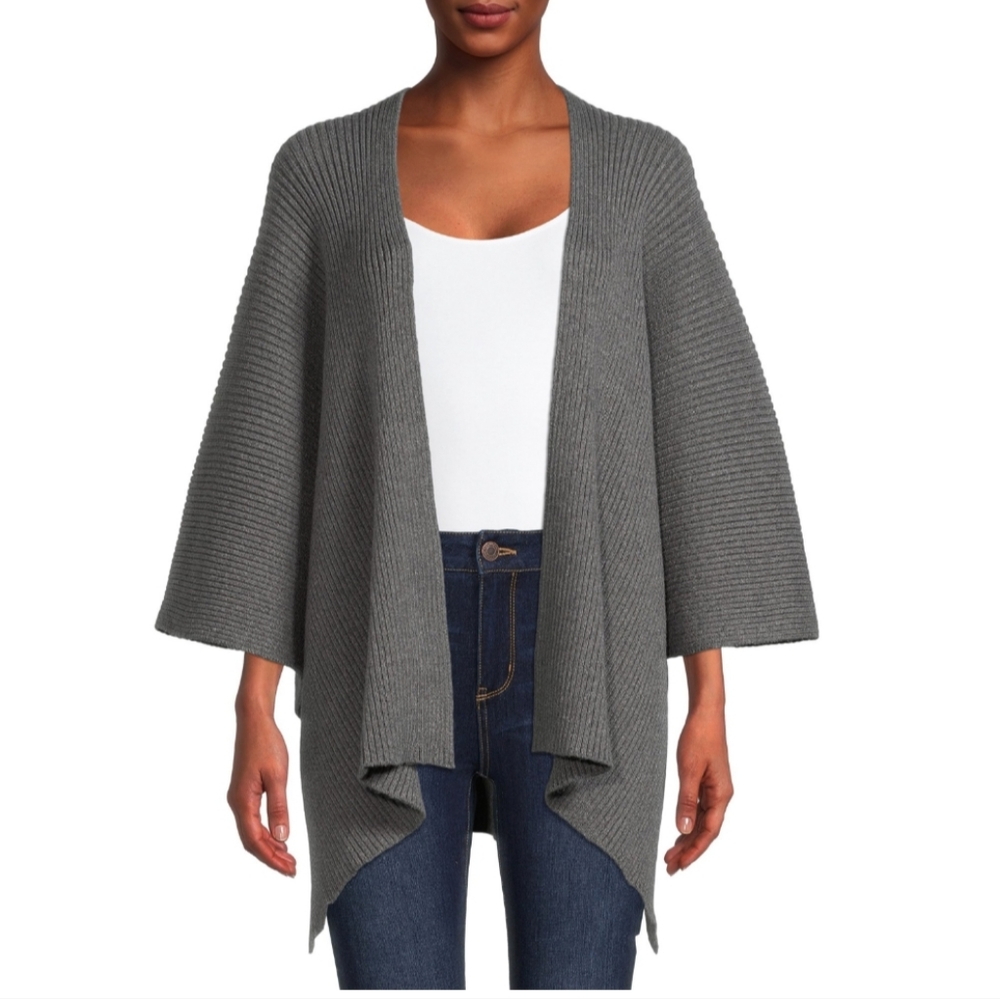 Time and Tru Women's Ribbed Ruana Wrap